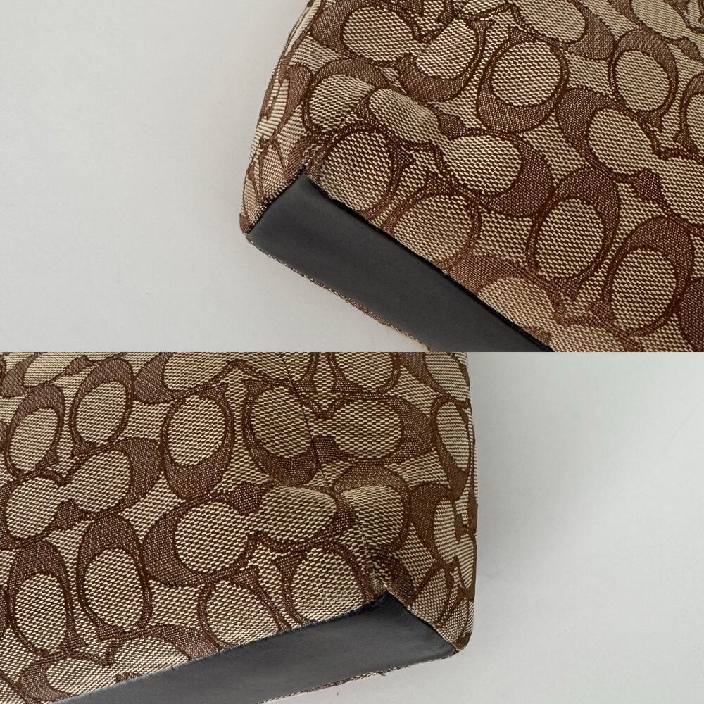 Coach Signature Jacquard Canvas Small Kelsey Satchel Khaki Leather Trim F58283 - Picture 11 of 15